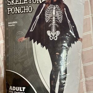 Skeleton Poncho Costume for adults - Black and White